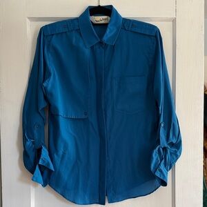 Vintage 1980s Diane von Furstenberg blue button up